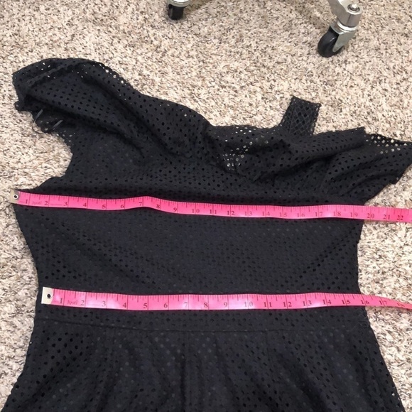 NWT ASOS Miss Selfridge Dress Size US 12 Black Eyelet Ruffle Sleeve Sheath - Picture 9 of 10